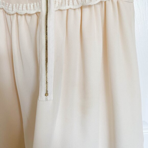 Kensie Mini Dress Womens Size Medium Mesh Overlay Cream Embroidered Lacey Flower - Picture 11 of 13